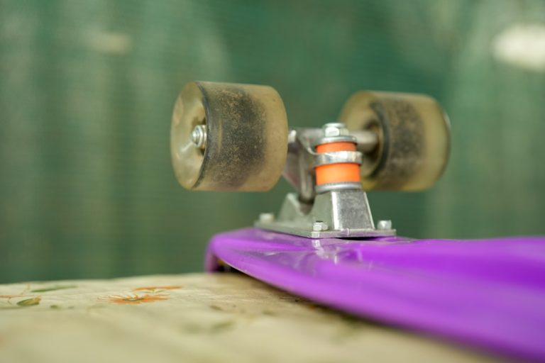 Close-up of longboard trucks ready for cleaning
