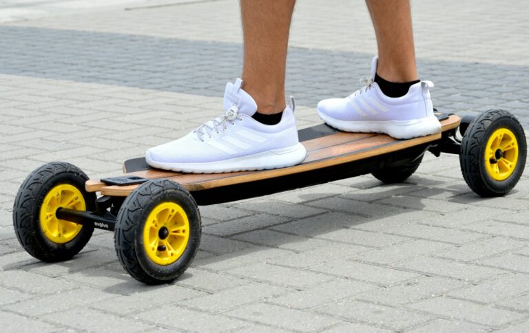 Rider standing on an electric board