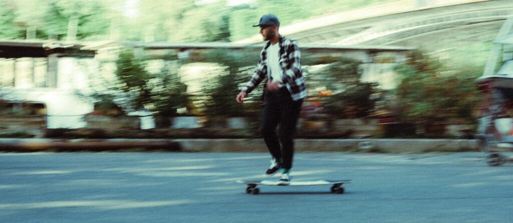 Rider doing freestyle tricks on a board